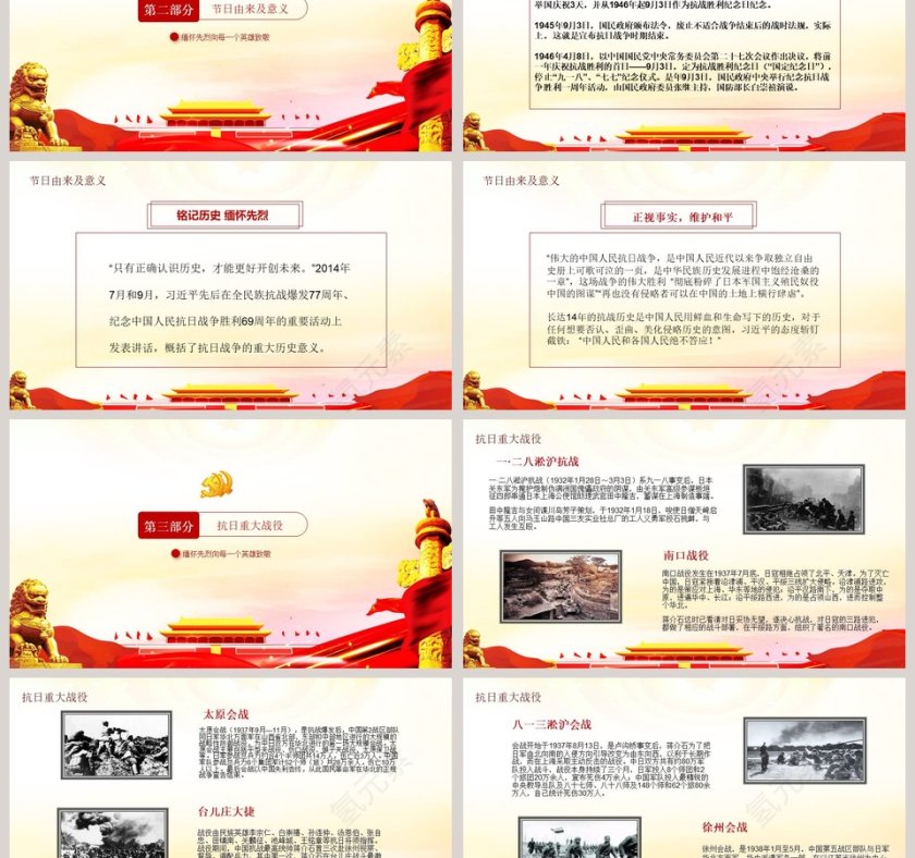 抗日战争胜利纪念日教育宣传模板第3张