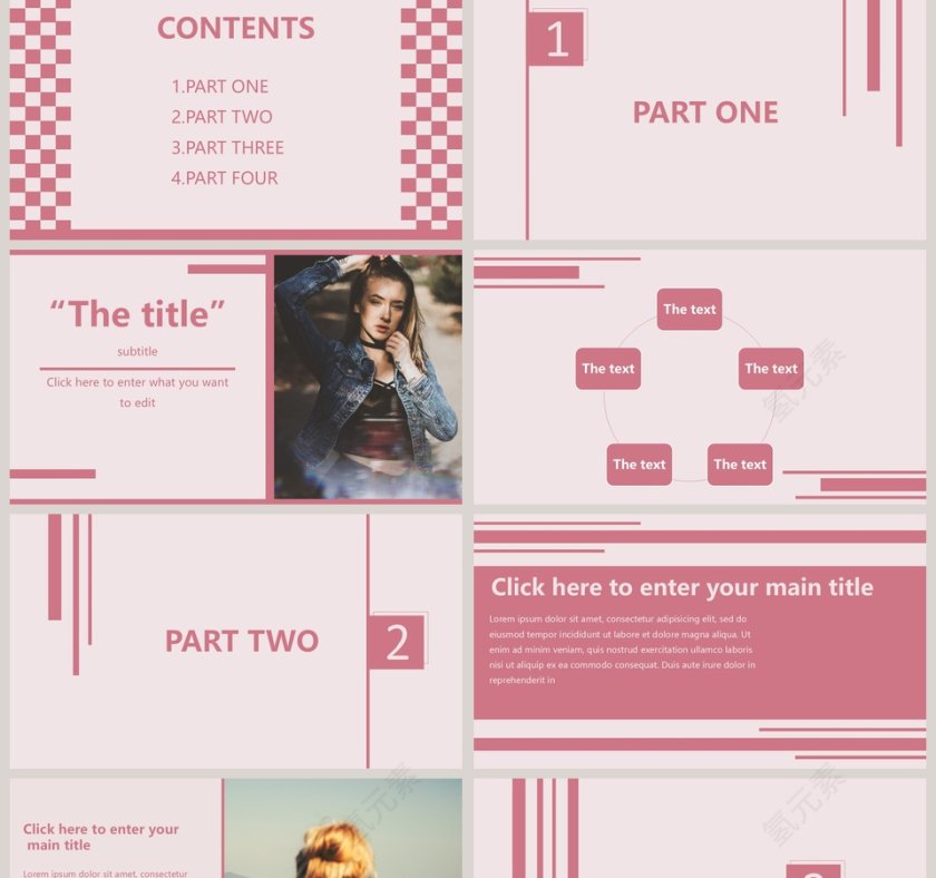粉色杂志风俏皮少女时尚通用PPT模板第2张