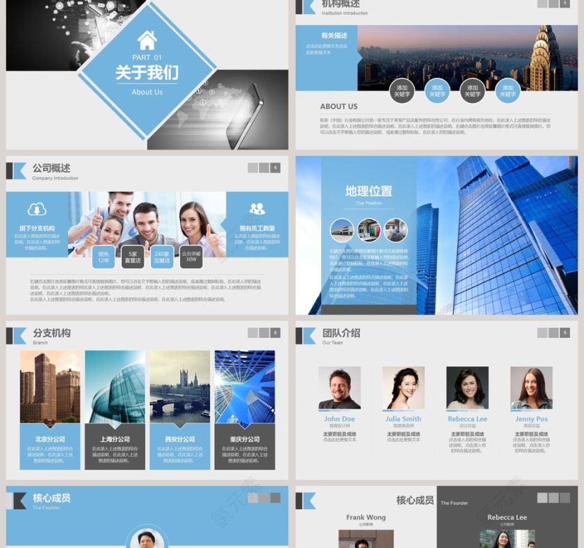 蓝色商务风企业宣传ppt模板第2张