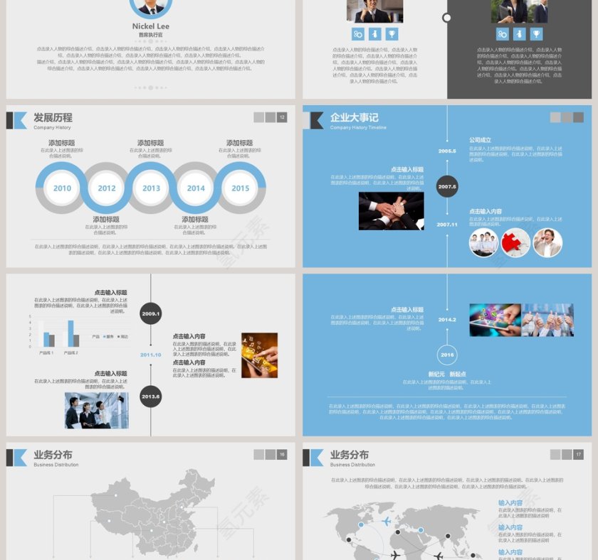 蓝色商务风企业宣传ppt模板第3张