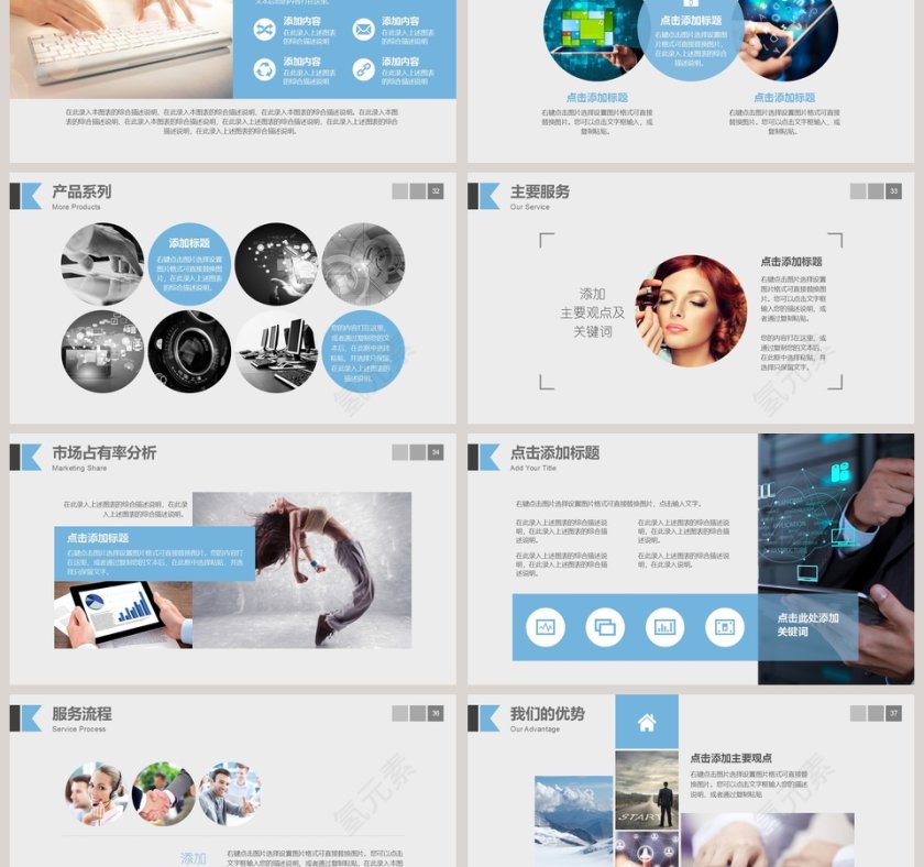 蓝色商务风企业宣传ppt模板第6张