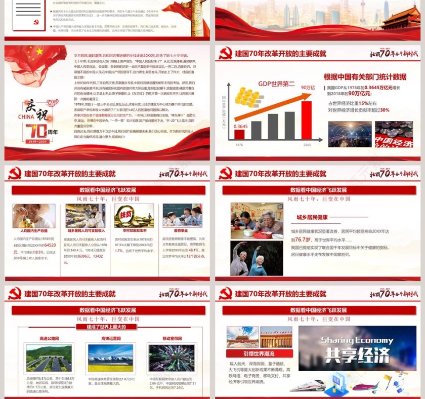 中华人民共和国建国70周年历史回顾和经验启示解读隆重庆祝新中国成立70周年PPT模板第10张