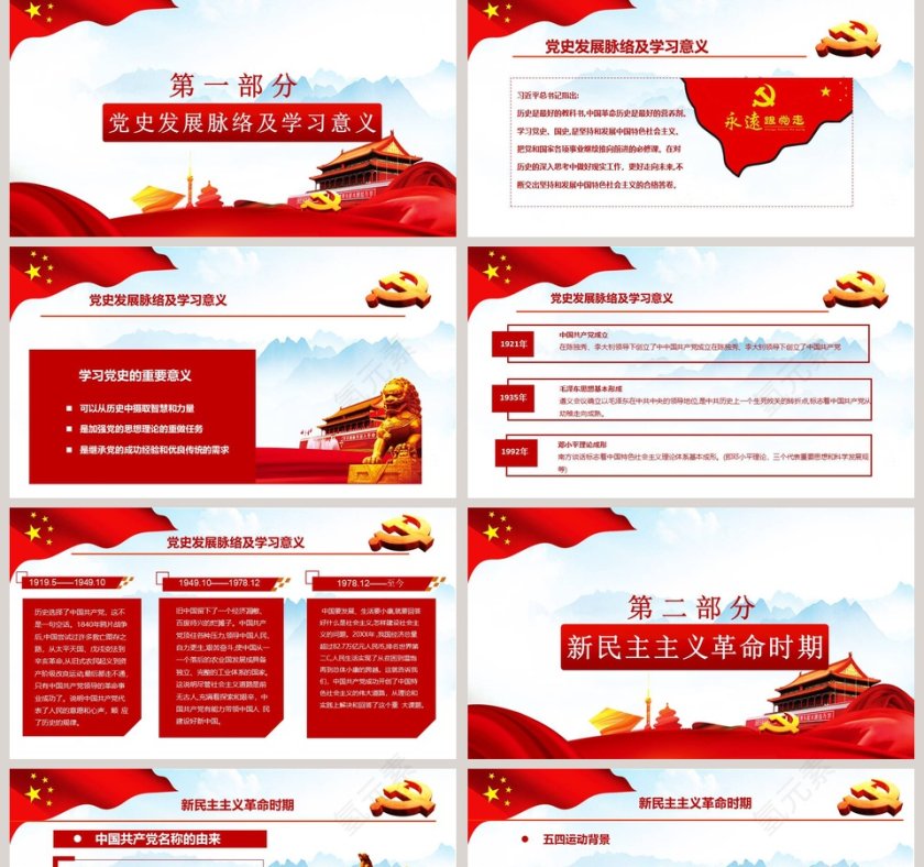 大气简约热烈庆祝建党节党政工作报告PPT模板第2张