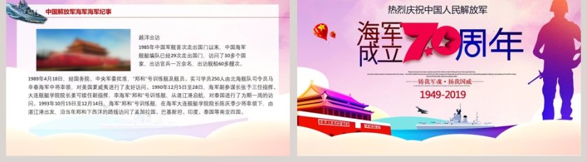 热烈庆祝中国人民解放军中国海军成立70周年纪念PPT模板 第5张