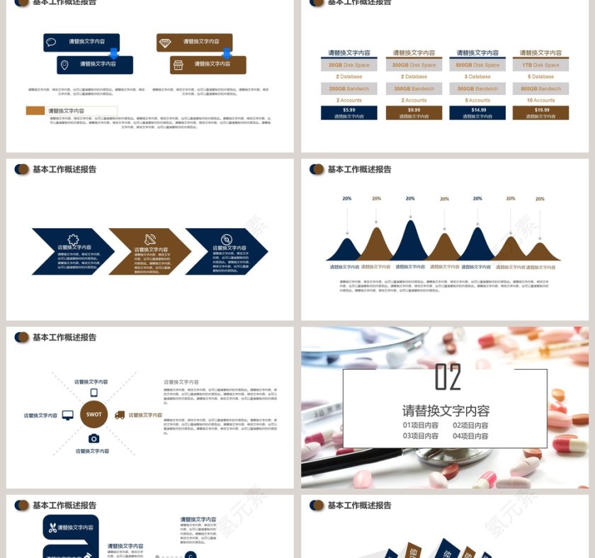 简约医疗医药工作汇报PPT模板第2张
