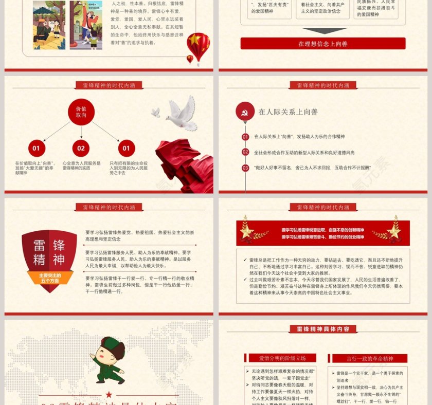 榜样的力量弘扬雷锋精神事迹PPT模板第3张