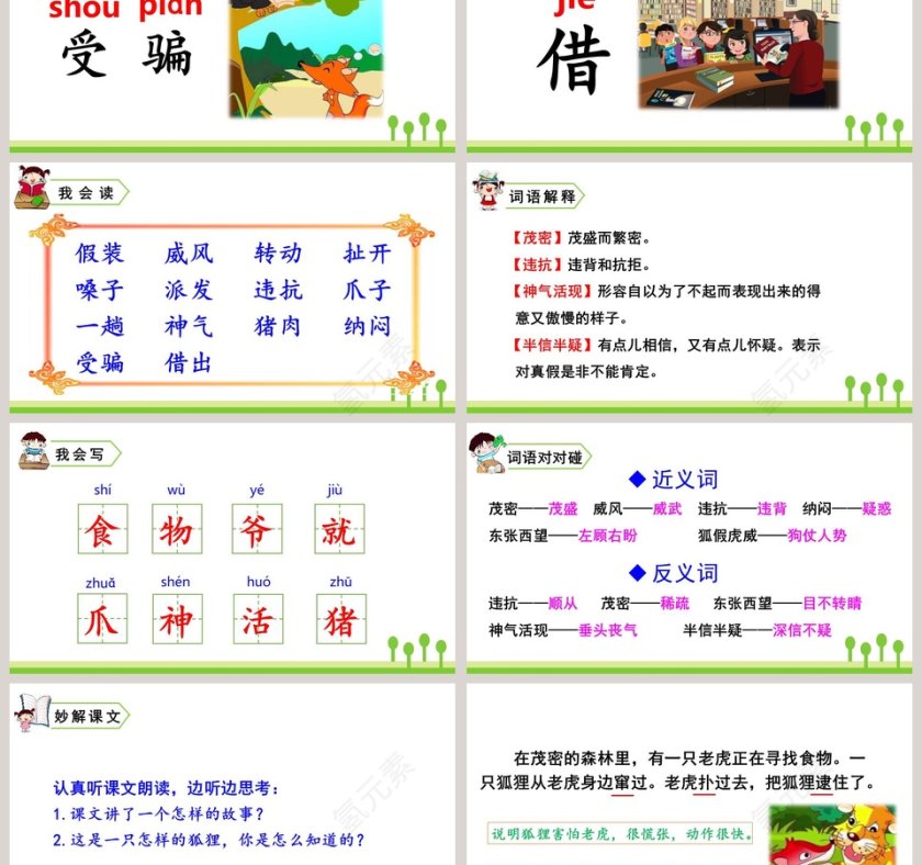 课文解析二年级语文上册狐假虎威语文课件PPT第3张