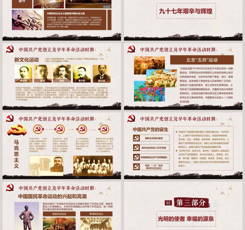 党的光辉历程中国共产党建党97周年党史党课学习PPT模板第3张