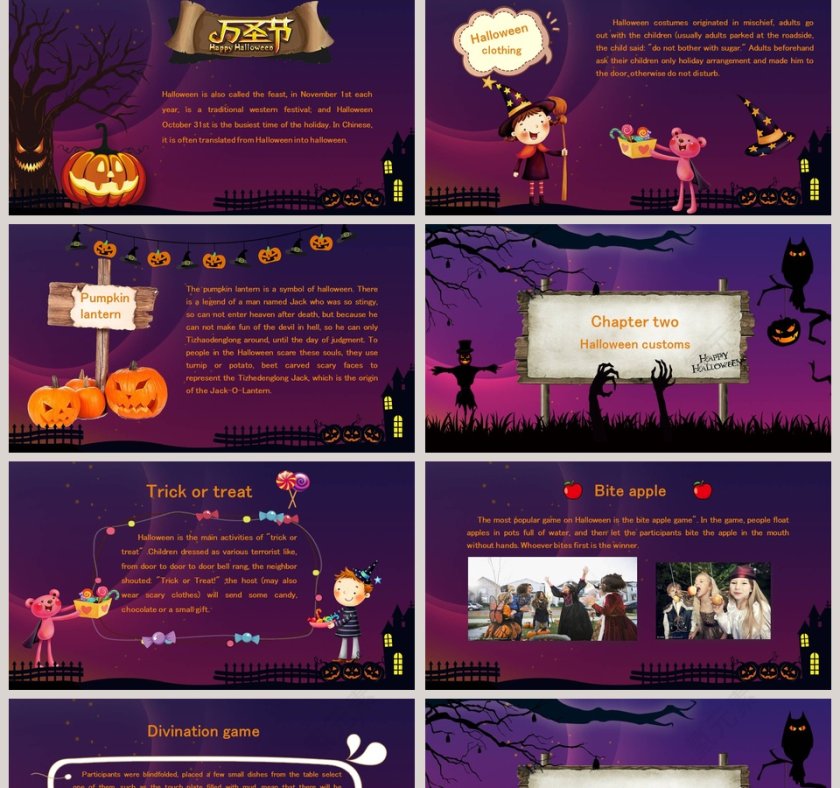 万圣节英文介绍节日由来PPT模板第2张