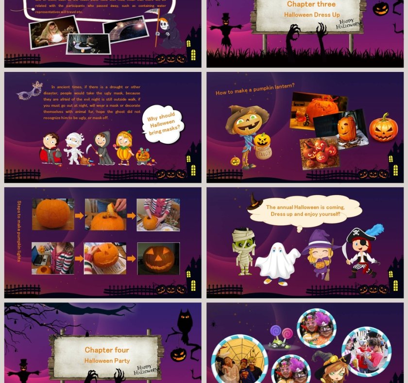 万圣节英文介绍节日由来PPT模板第3张