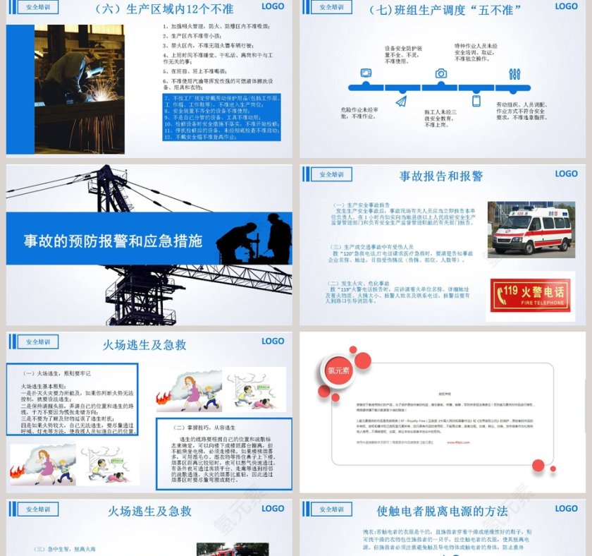 蓝色商务风企业安全生产管理培训PPT模板安全生产PPT第5张
