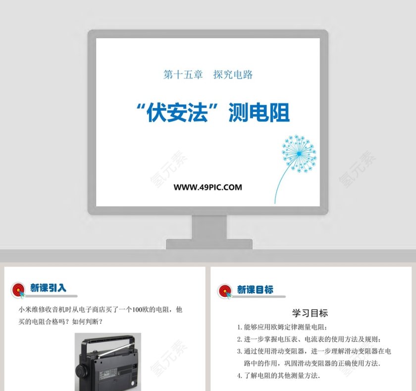 第十五章探究电路-伏安法测电阻教学ppt课件第1张