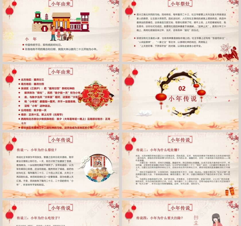 粉色简约春节过小年ppt第2张