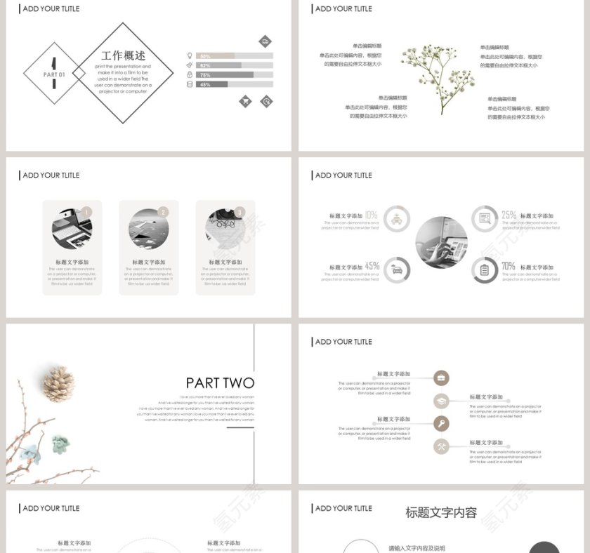 商务简约极简小清新工作汇报总结计划PPT模板第2张
