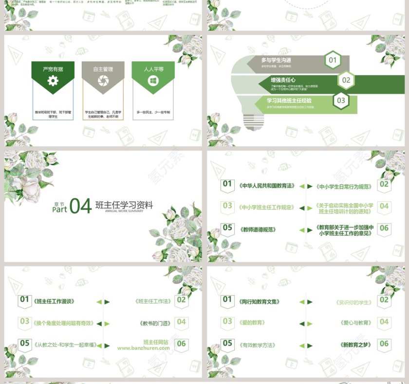 简约清新花卉新班主任培训PPT模板第4张