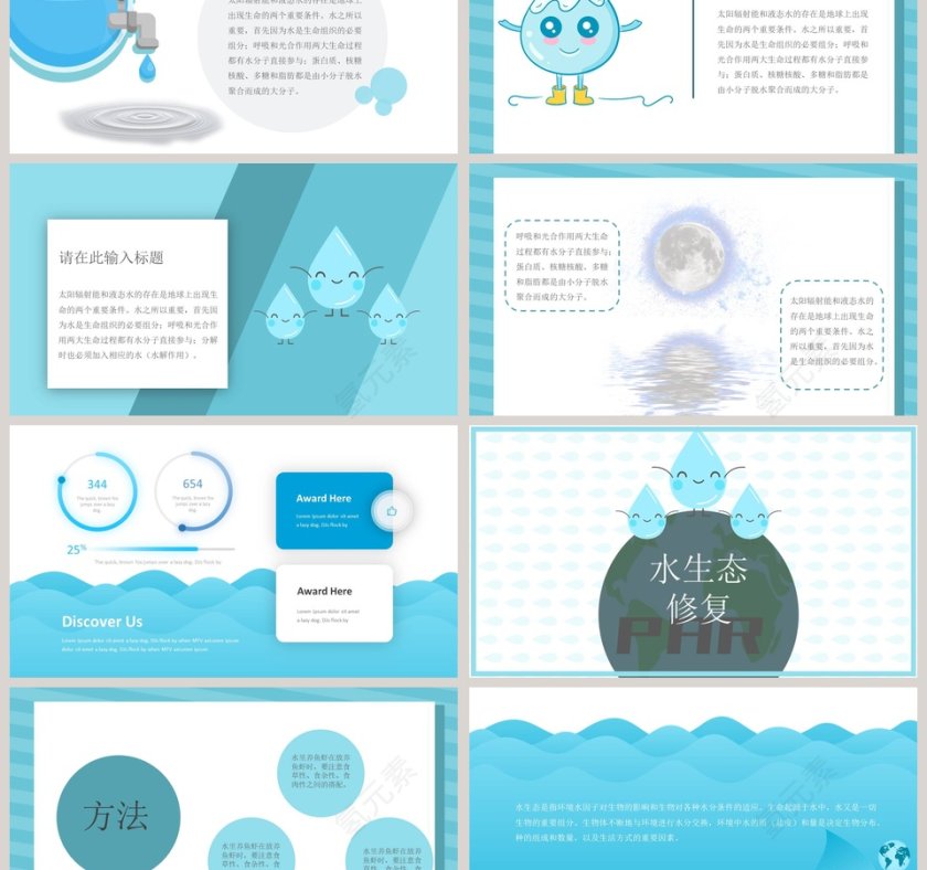 小清新风格水生态保护水资源ppt第3张