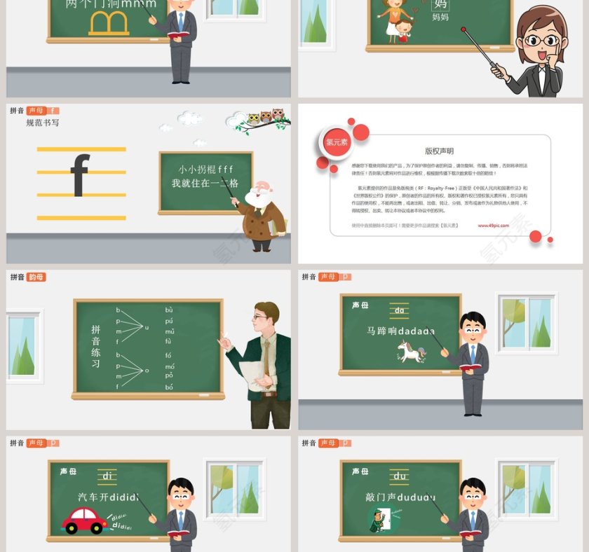 一年级语文拼音声母教学课件PPT模板第3张