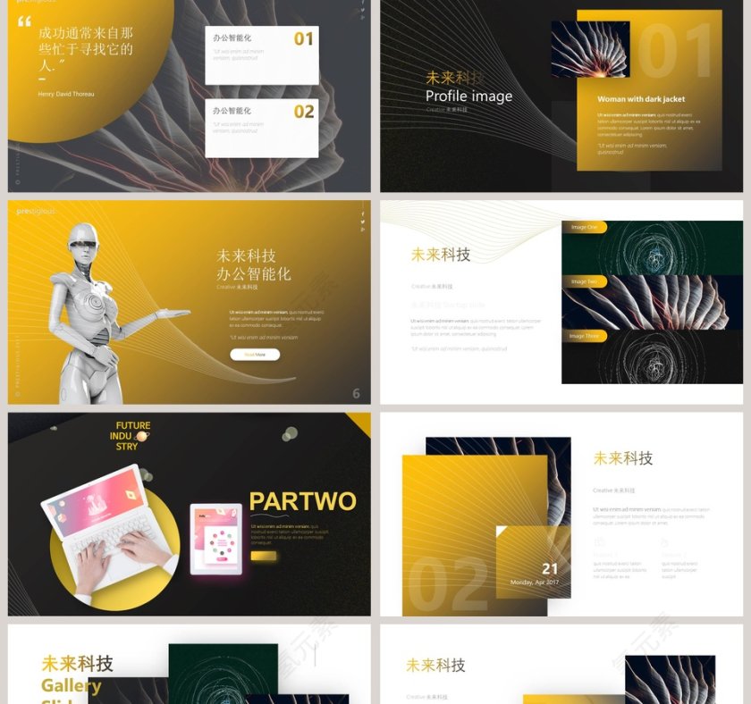 黄色简约未来科技商业计划书PPT模板第2张