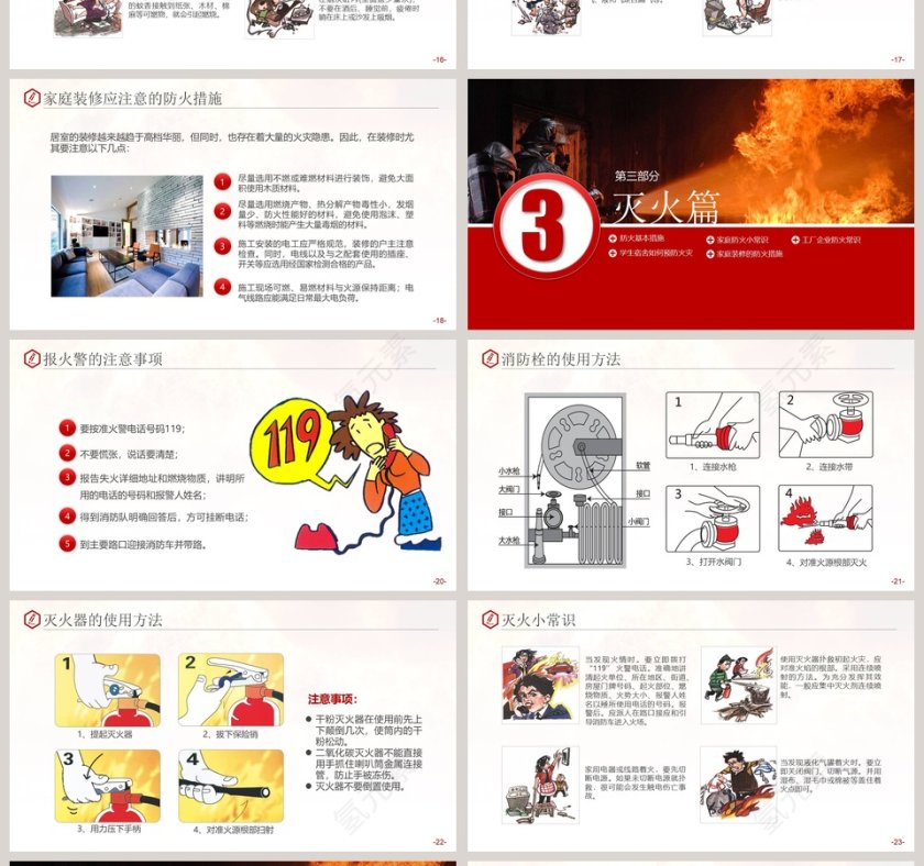 红色简约消防安全教育PPT模板第4张