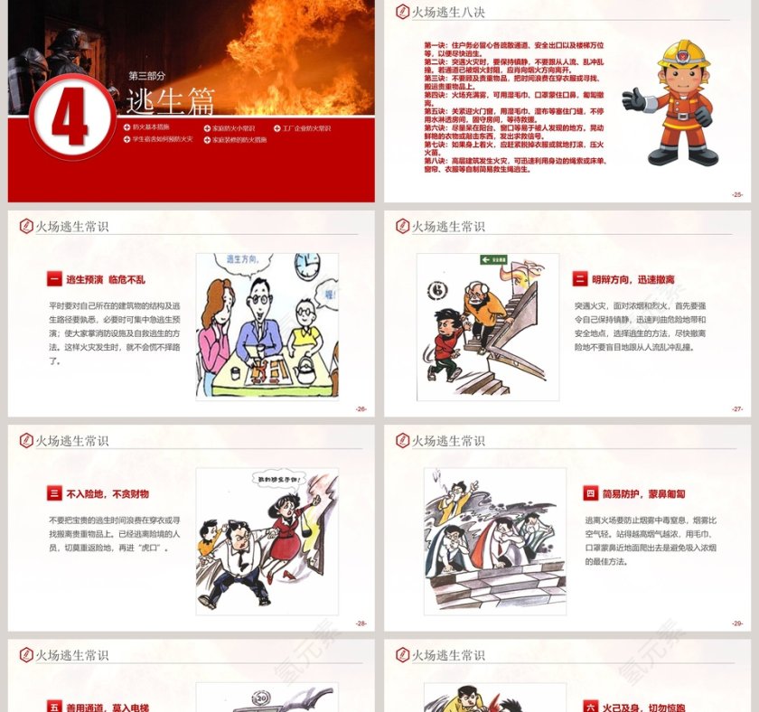 红色简约消防安全教育PPT模板第5张