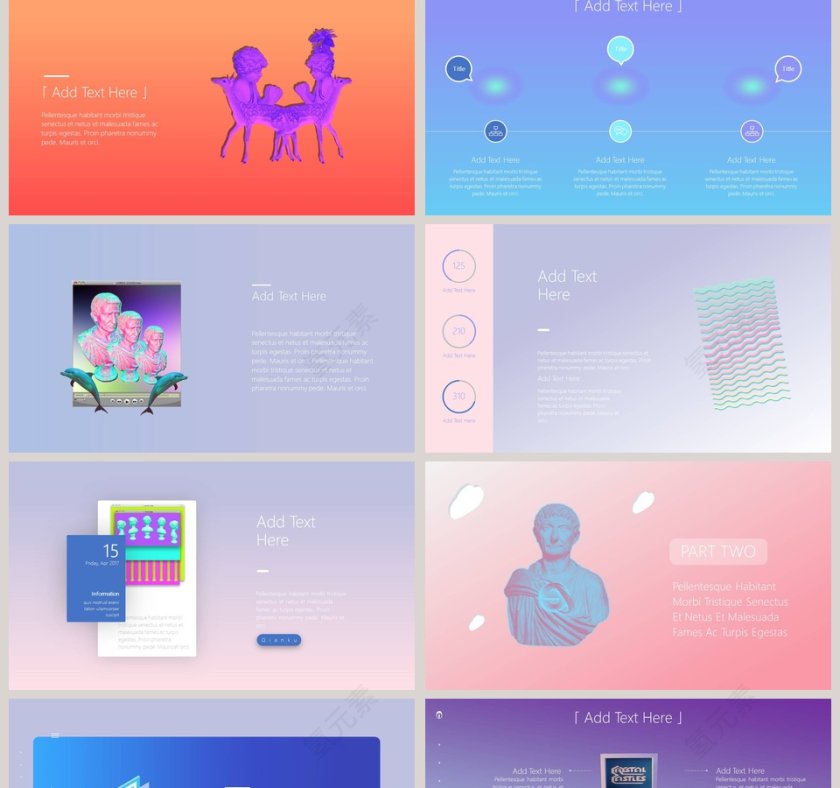 蒸汽波风格ppt模板第2张