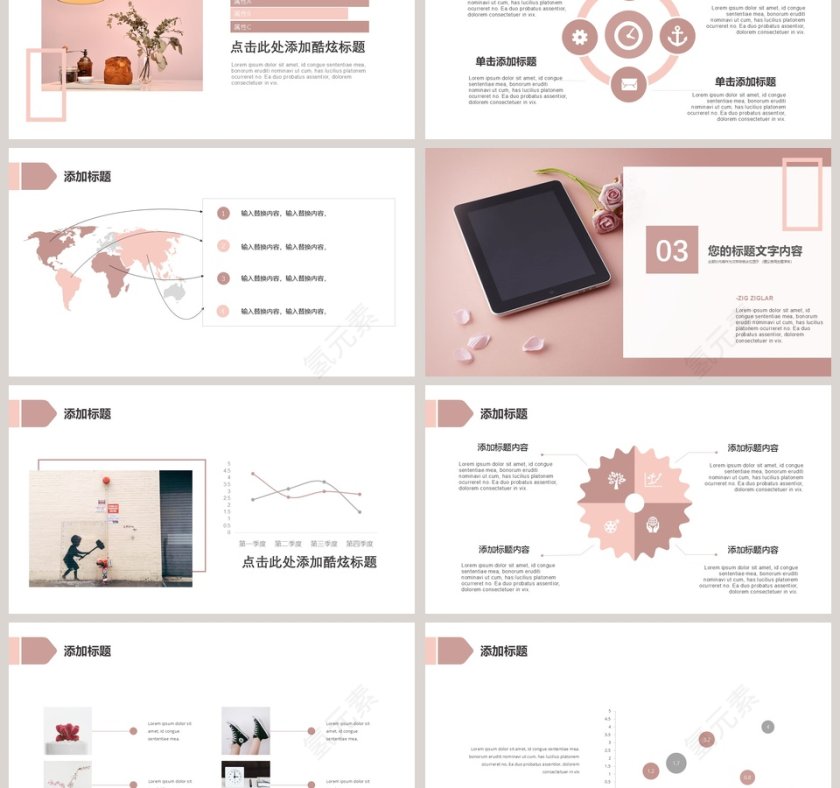 文艺风商务汇报PPT模板第3张