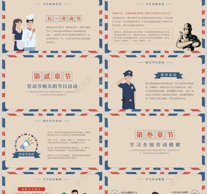 劳动光荣五一劳动节主题班会PPT模板第2张