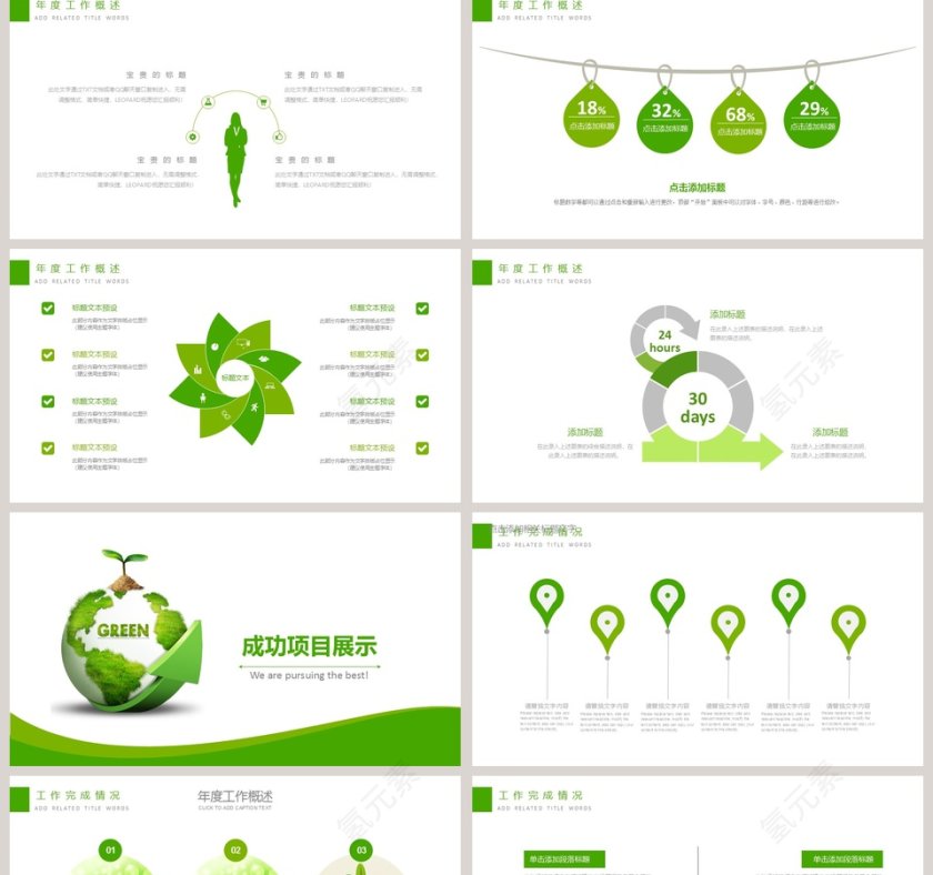 绿色环保公益动态PPT模板环保PPT第2张