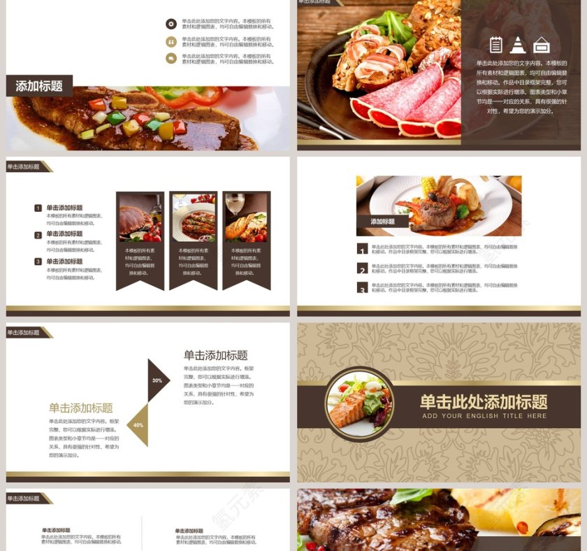 精品餐饮业奢华西餐专业模板ppt第2张