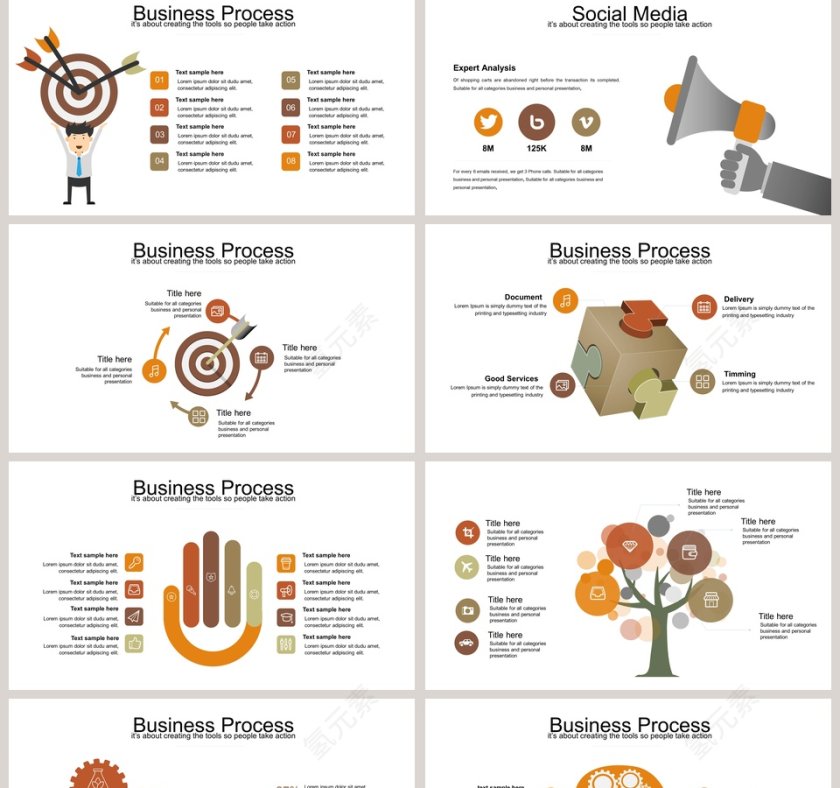 思维导图可视化图表集PPT模板第2张