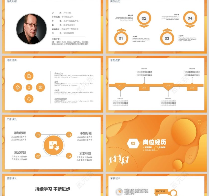 黄色简约岗位竞聘个人简历PPT模板第2张