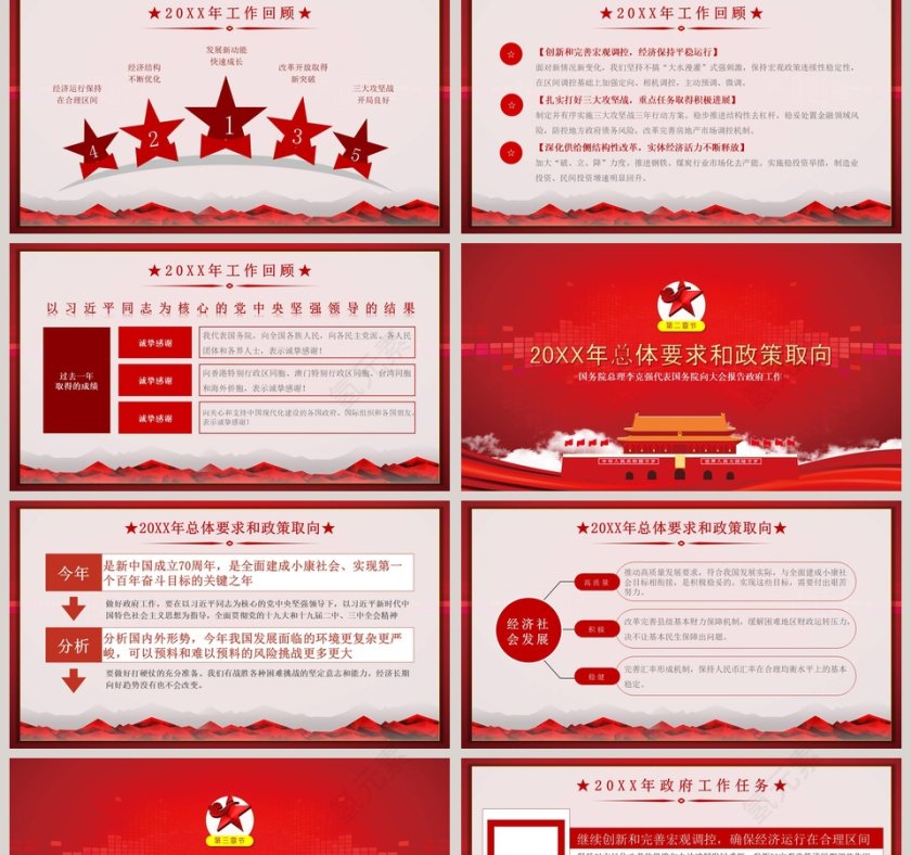 中国风政府工作报告PPT模板第2张