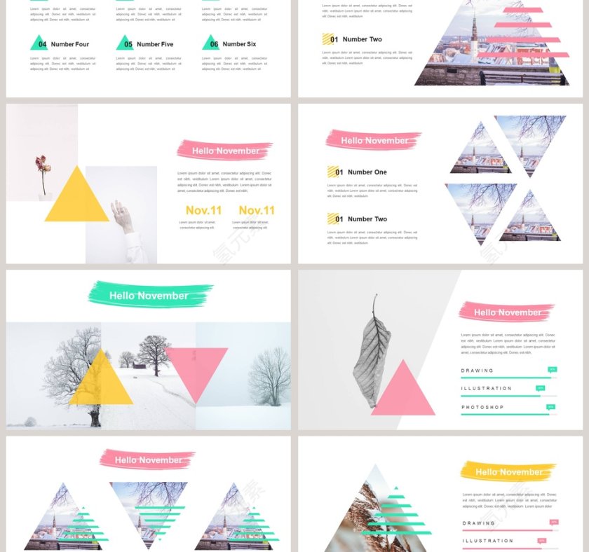 十一月你好PPT模板第3张