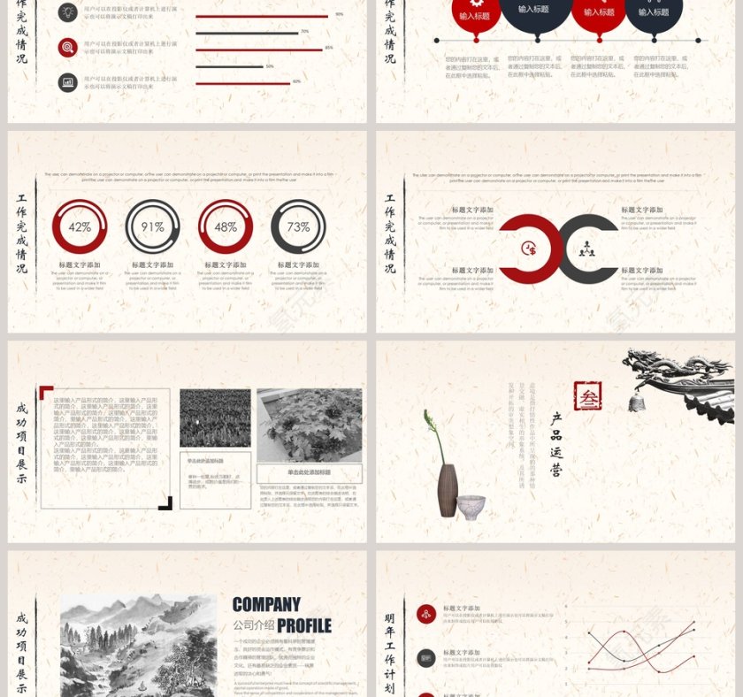 中国风企业宣传工作汇报ppt模板第3张