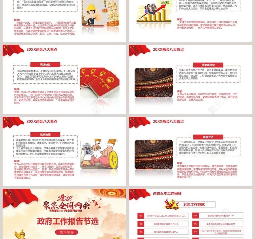 聚焦和解读全国两会PPT模板第3张