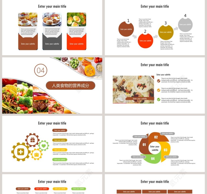 教师说课PPT模板人类的食物第5张
