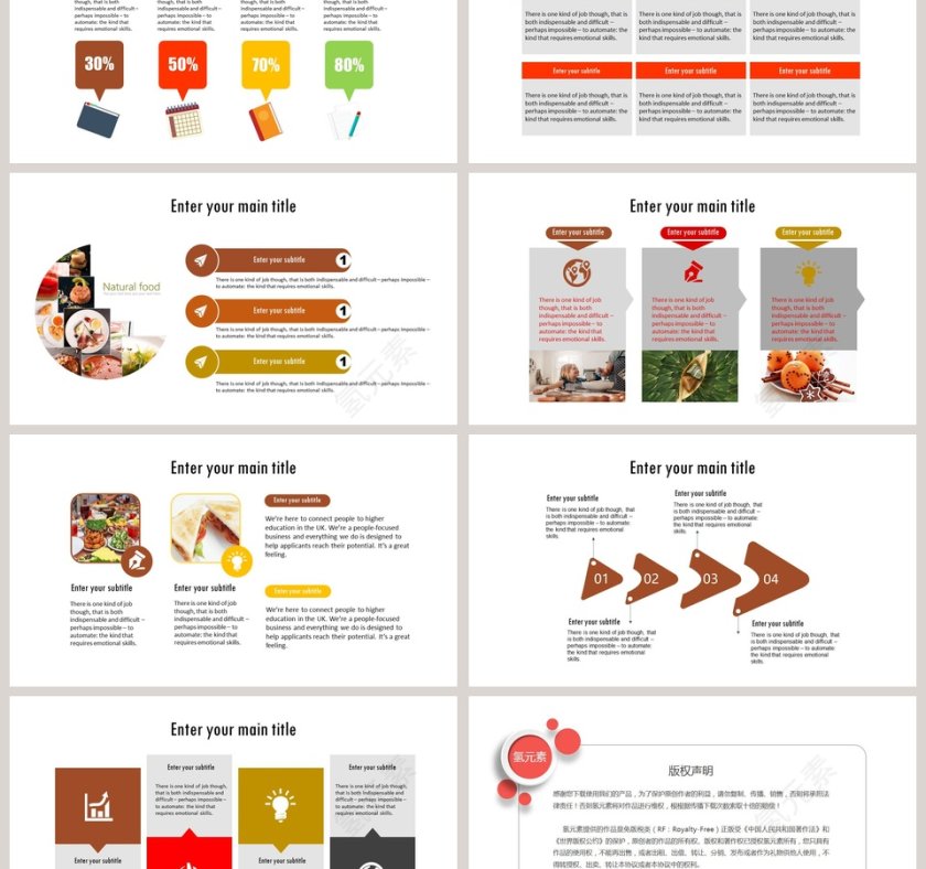 教师说课PPT模板人类的食物第6张