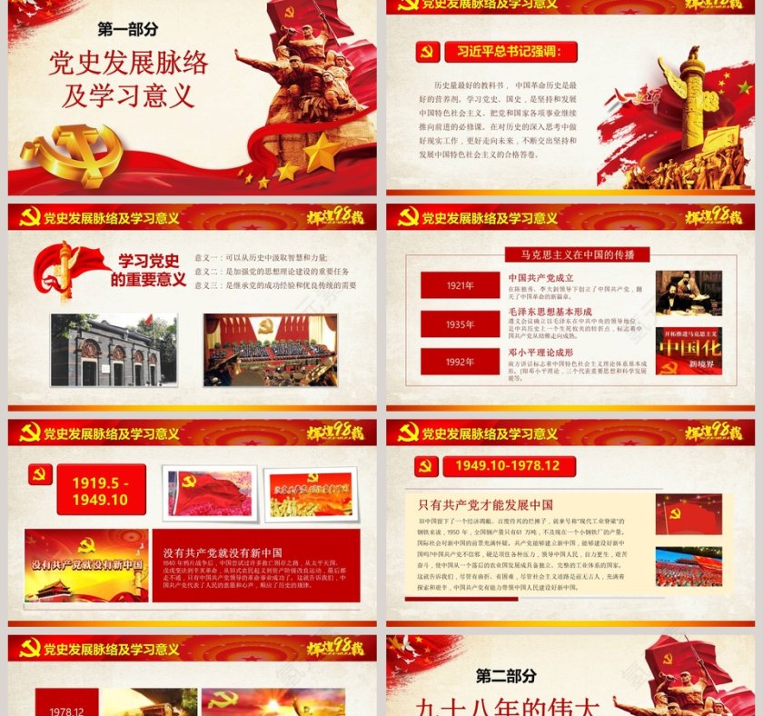 98年光辉历程永远跟党走中国共产党党史PPT模板第2张