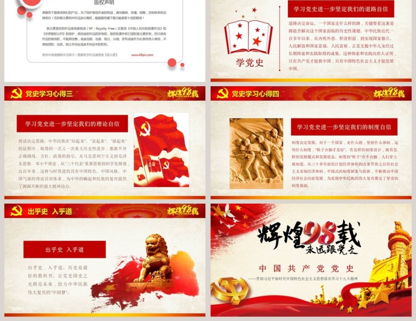 98年光辉历程永远跟党走中国共产党党史PPT模板第12张