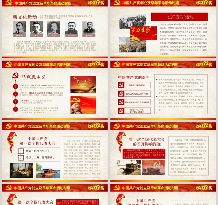 98年光辉历程永远跟党走中国共产党党史PPT模板第5张