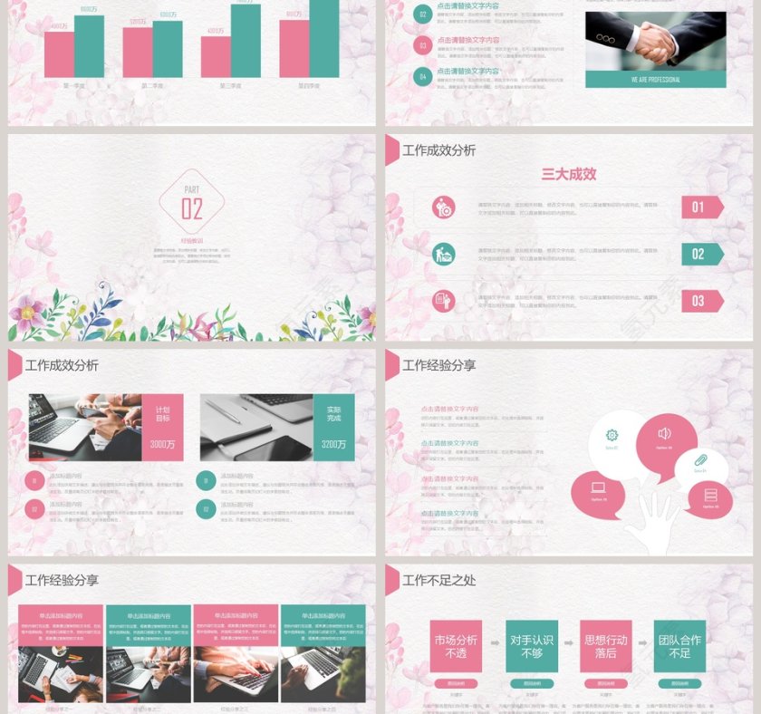 简约清新年终总结述职报告PPT模板第3张