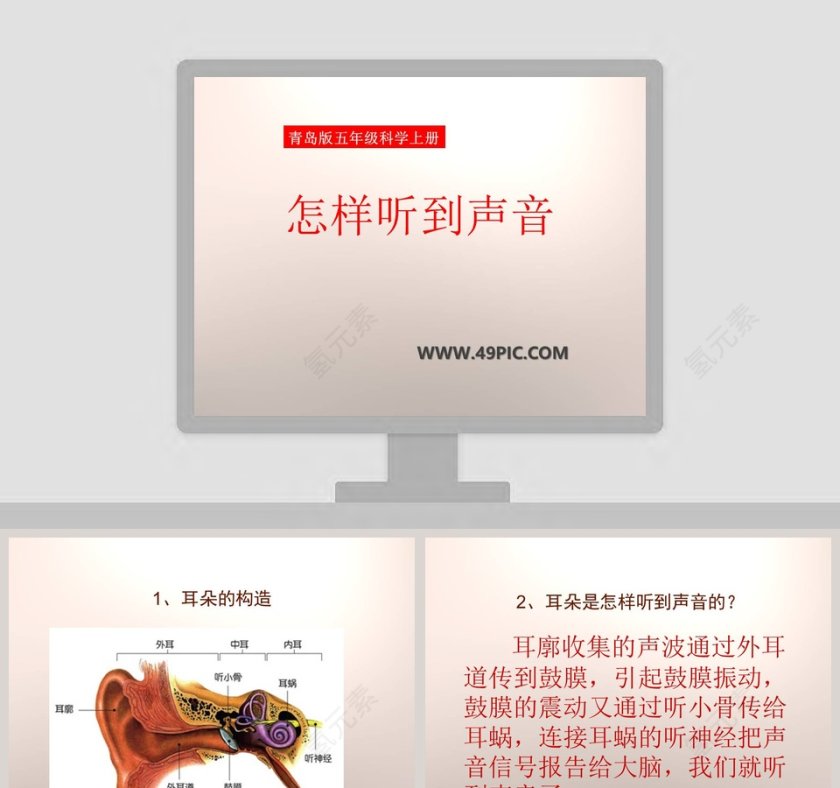 怎样听到声音青岛版五年级科学上册PPT模板下载第1张