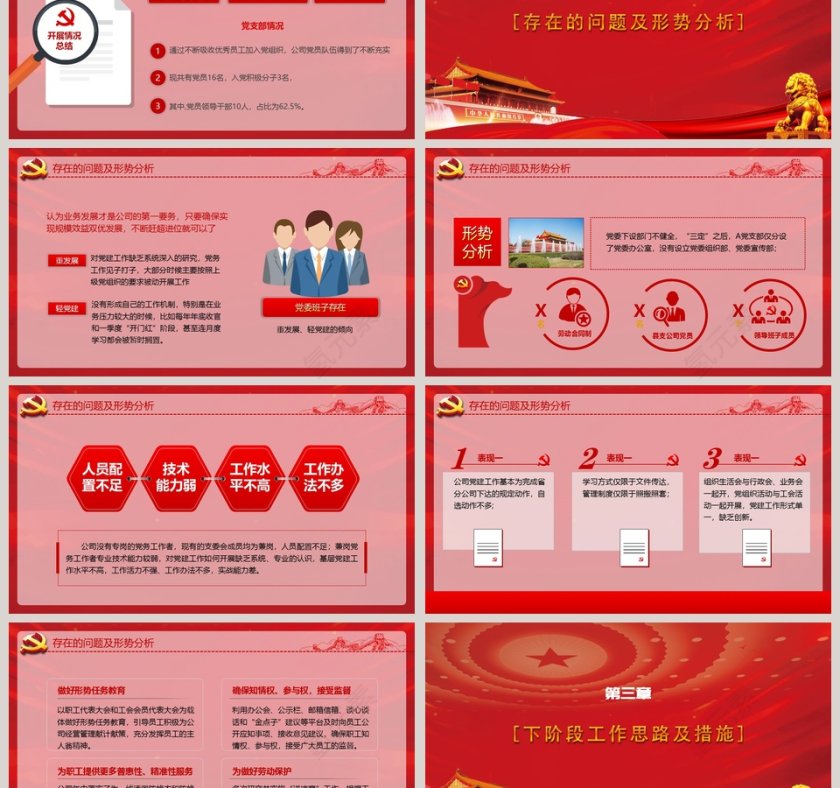 新时代新征程党支部年终总结PPT模板第3张