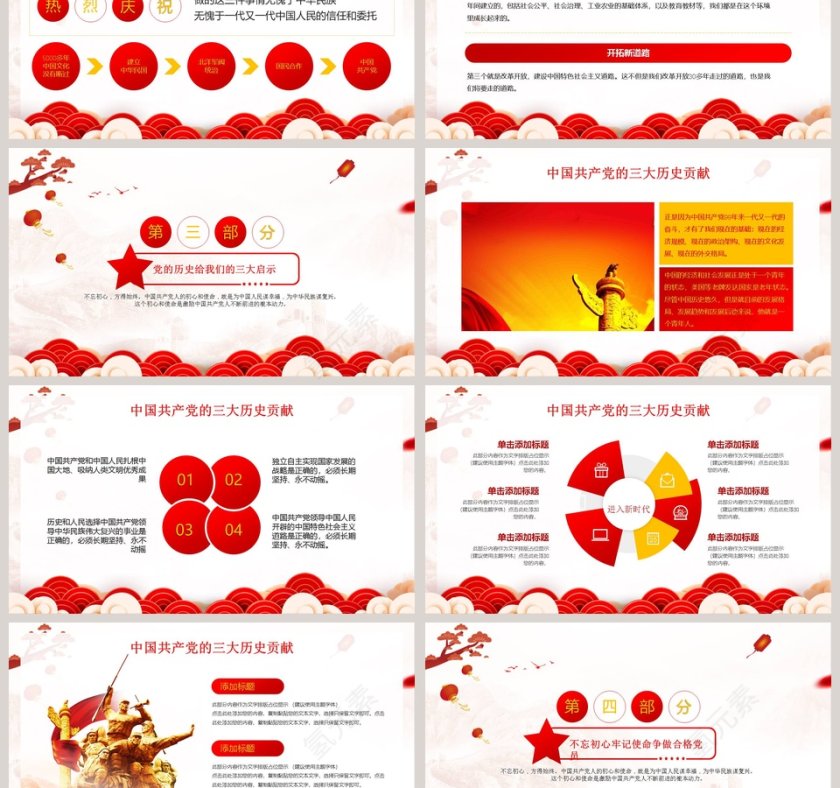 热烈庆祝中国共产党建党100周年专题党课PPT模板第3张
