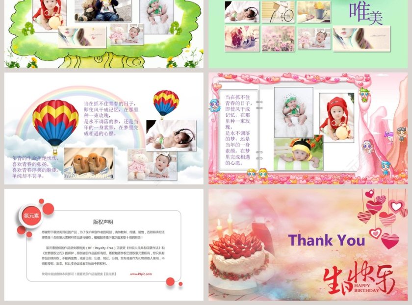 生日快乐电子相册PPT模板第3张