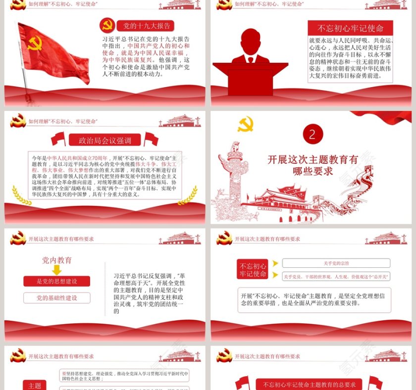 开展不忘初心牢记使命主题教育党建党课学习PPT模板第2张