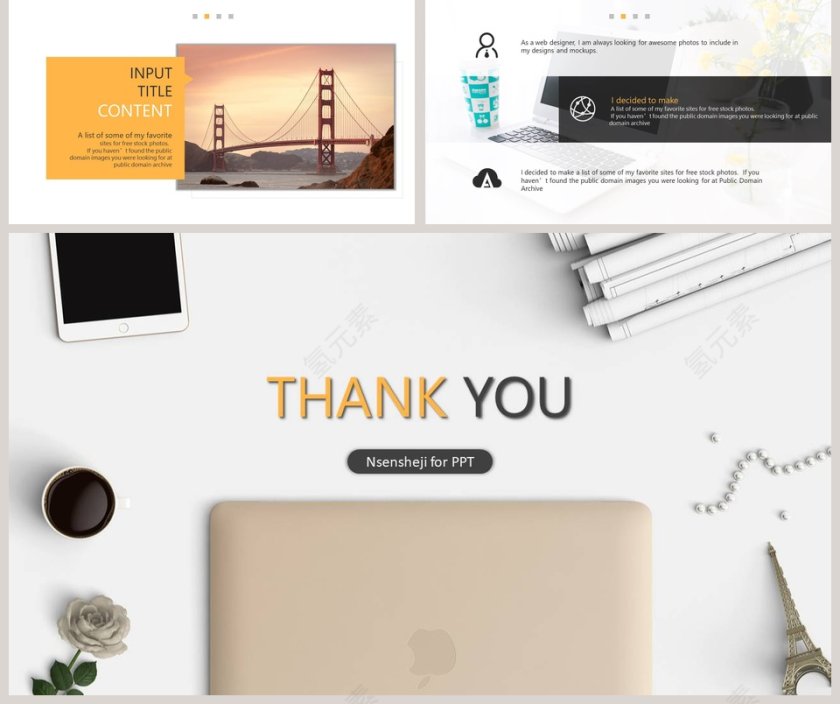 清新极简总结PPT工作总结通用模板第5张