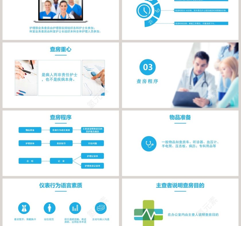 简约小清新风格护理查房PPT第3张