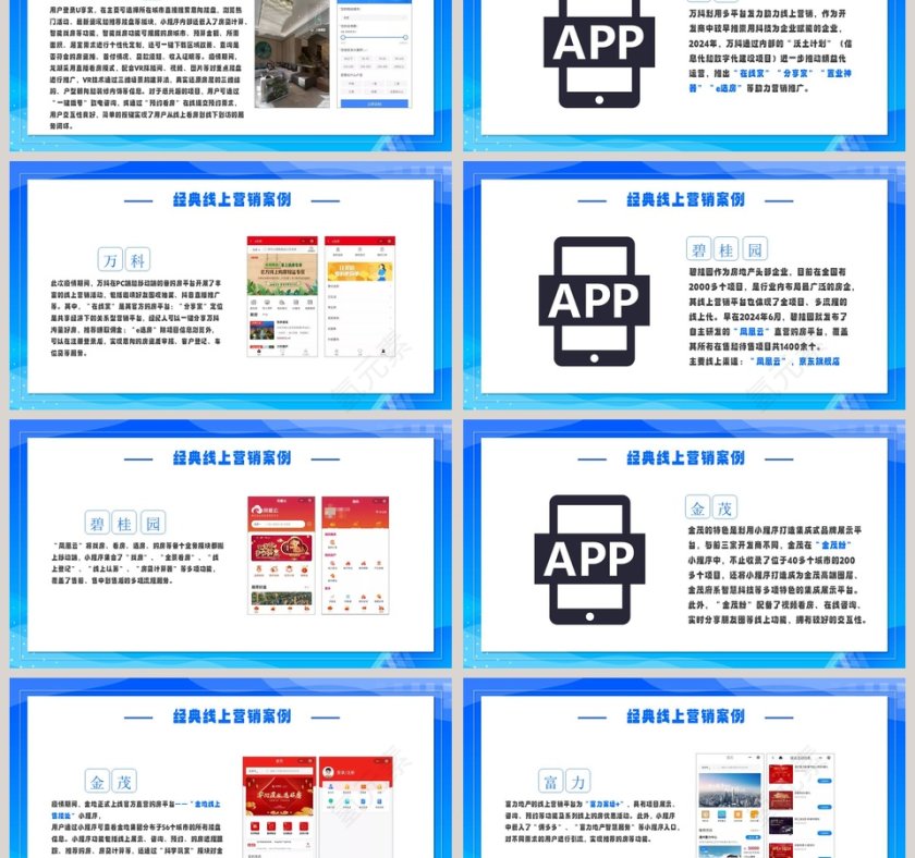 简约蓝色房地产线上营销案例PPT模板第3张