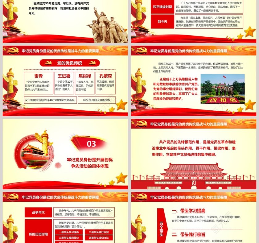 十九大精神学习做合格党员PPT模板第3张